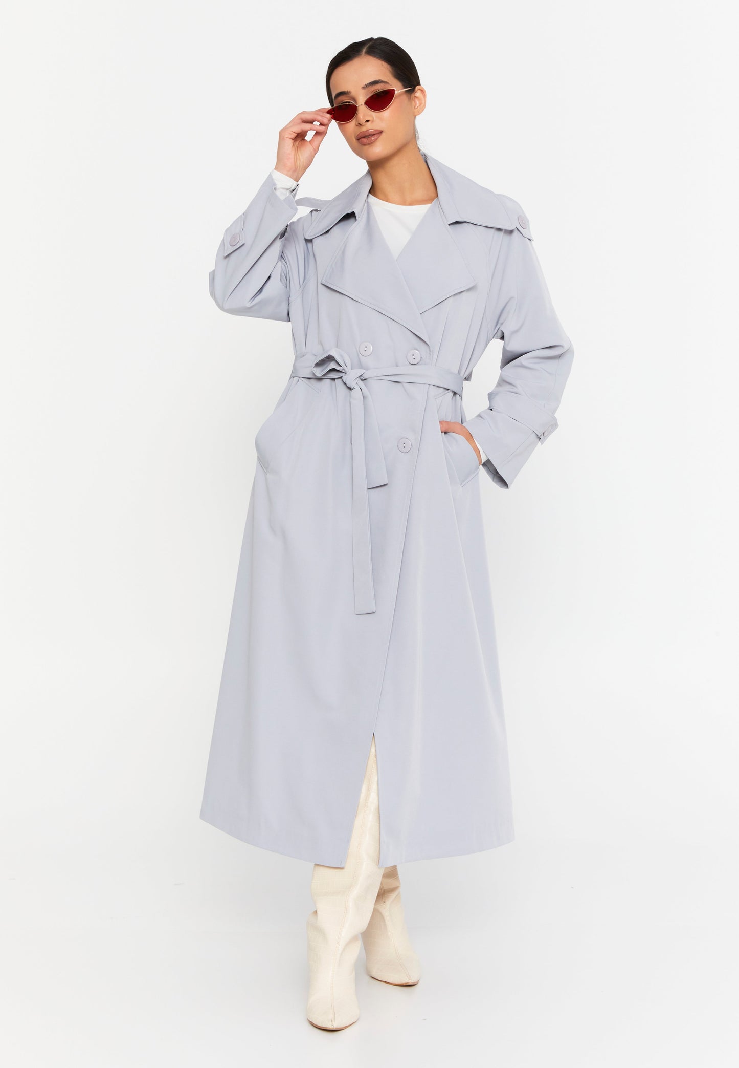 Long Sleeve Regular Trenchcoat Grey - Unit Price:69$