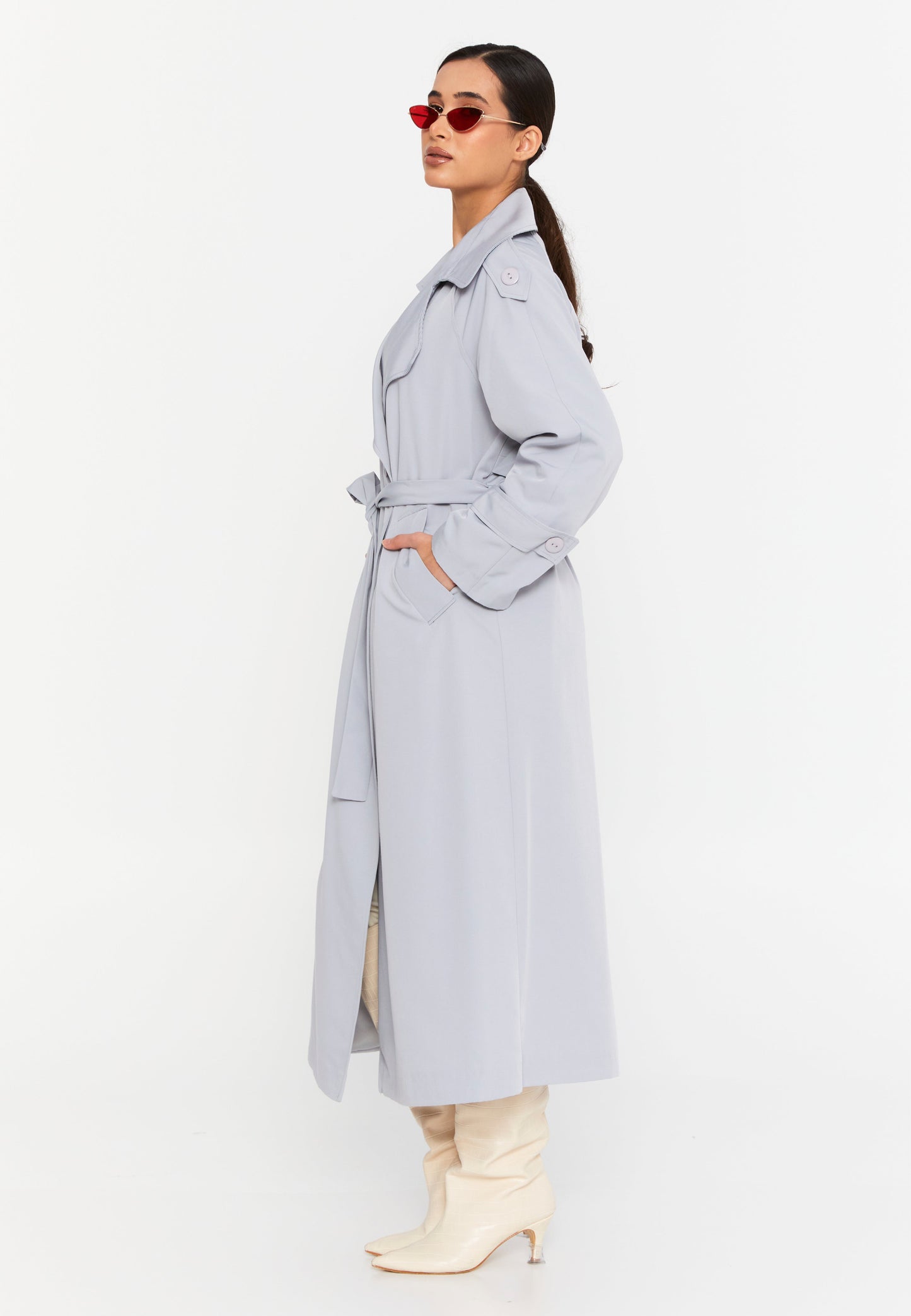 Long Sleeve Regular Trenchcoat Grey - Unit Price:69$