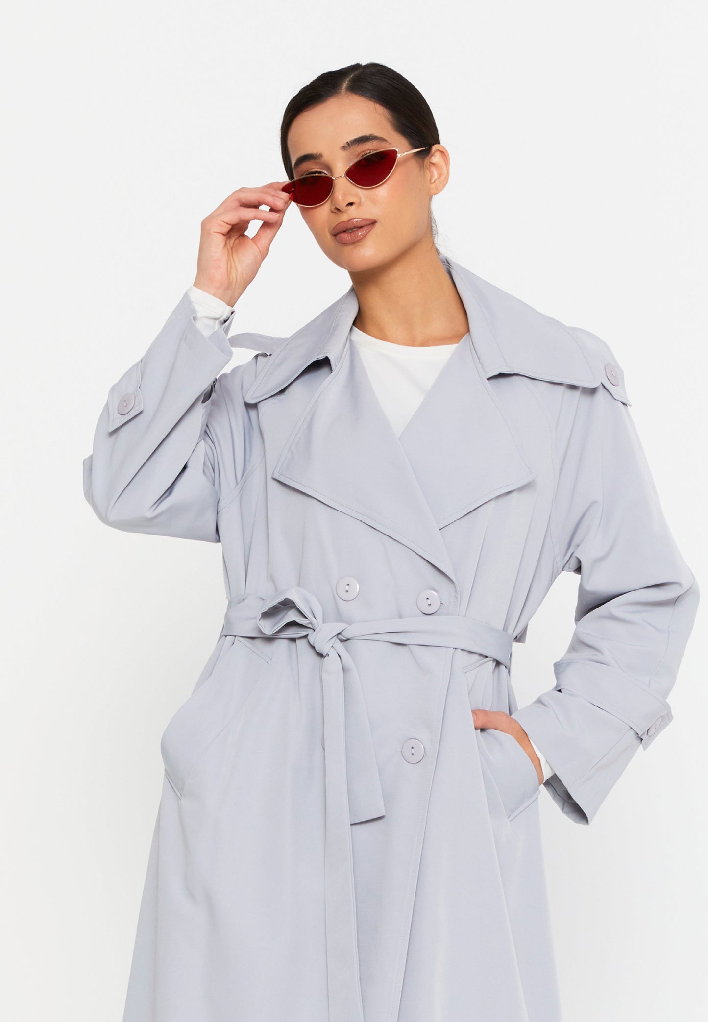 Long Sleeve Regular Trenchcoat Grey - Unit Price:69$