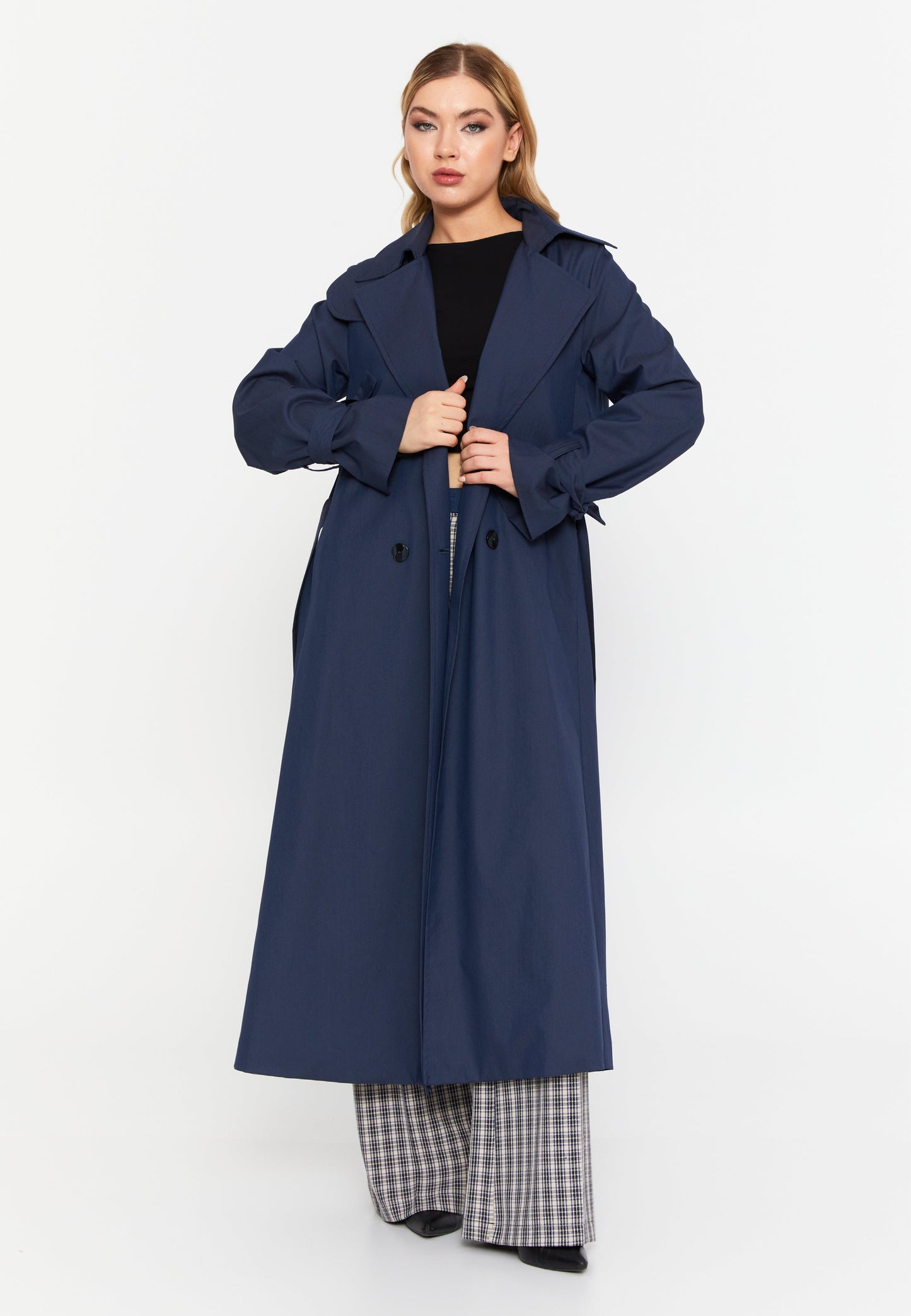 Long Sleeve Regular Trenchcoat Navy - Unit Price:83$