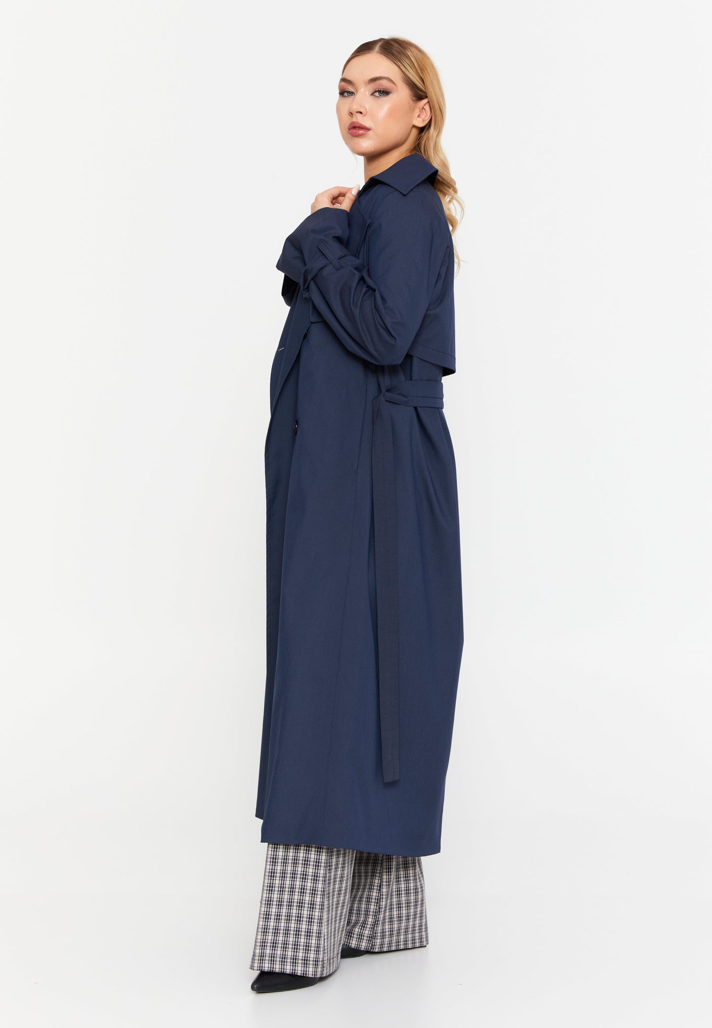 Long Sleeve Regular Trenchcoat Navy - Unit Price:83$