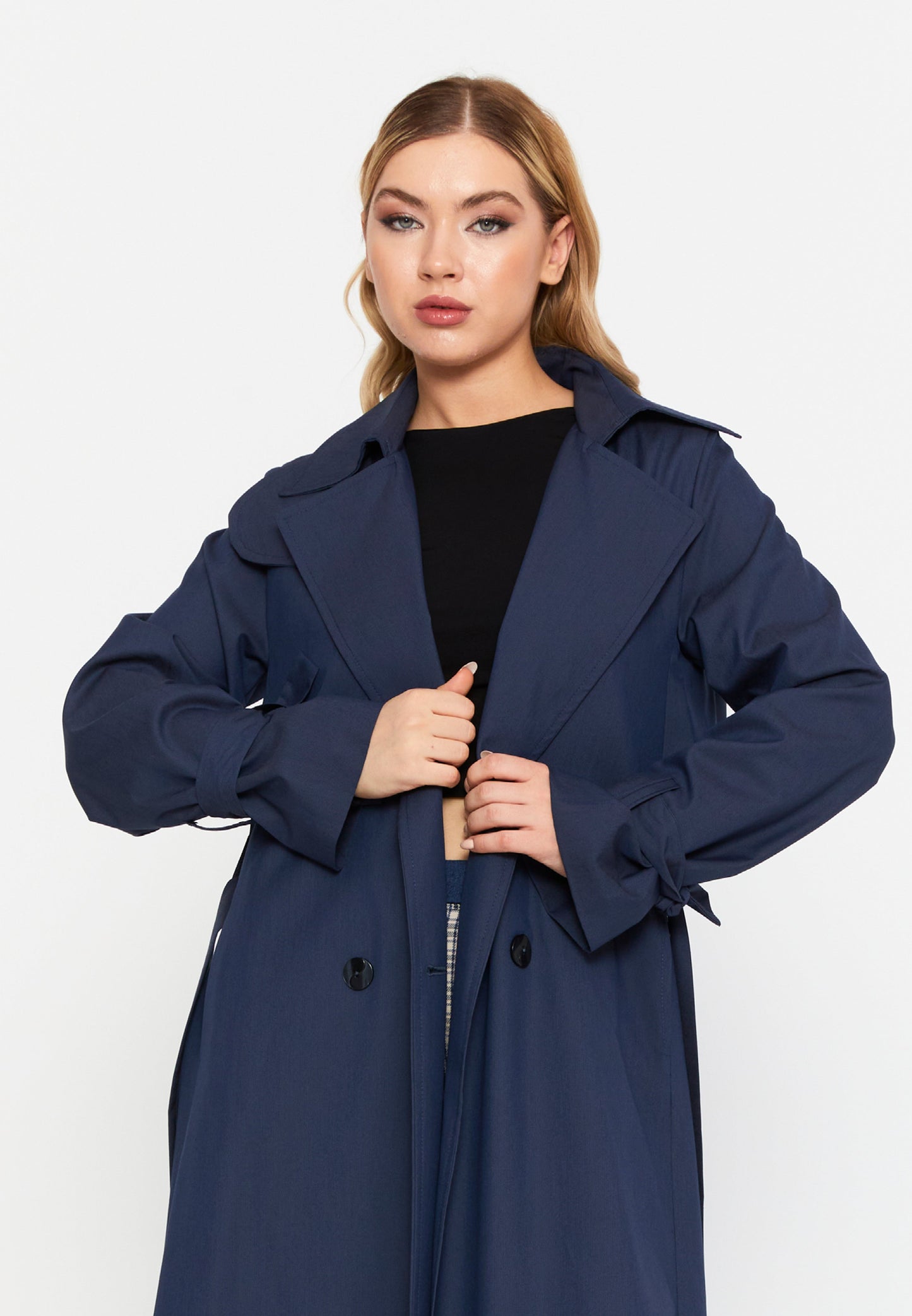 Long Sleeve Regular Trenchcoat Navy - Unit Price:83$