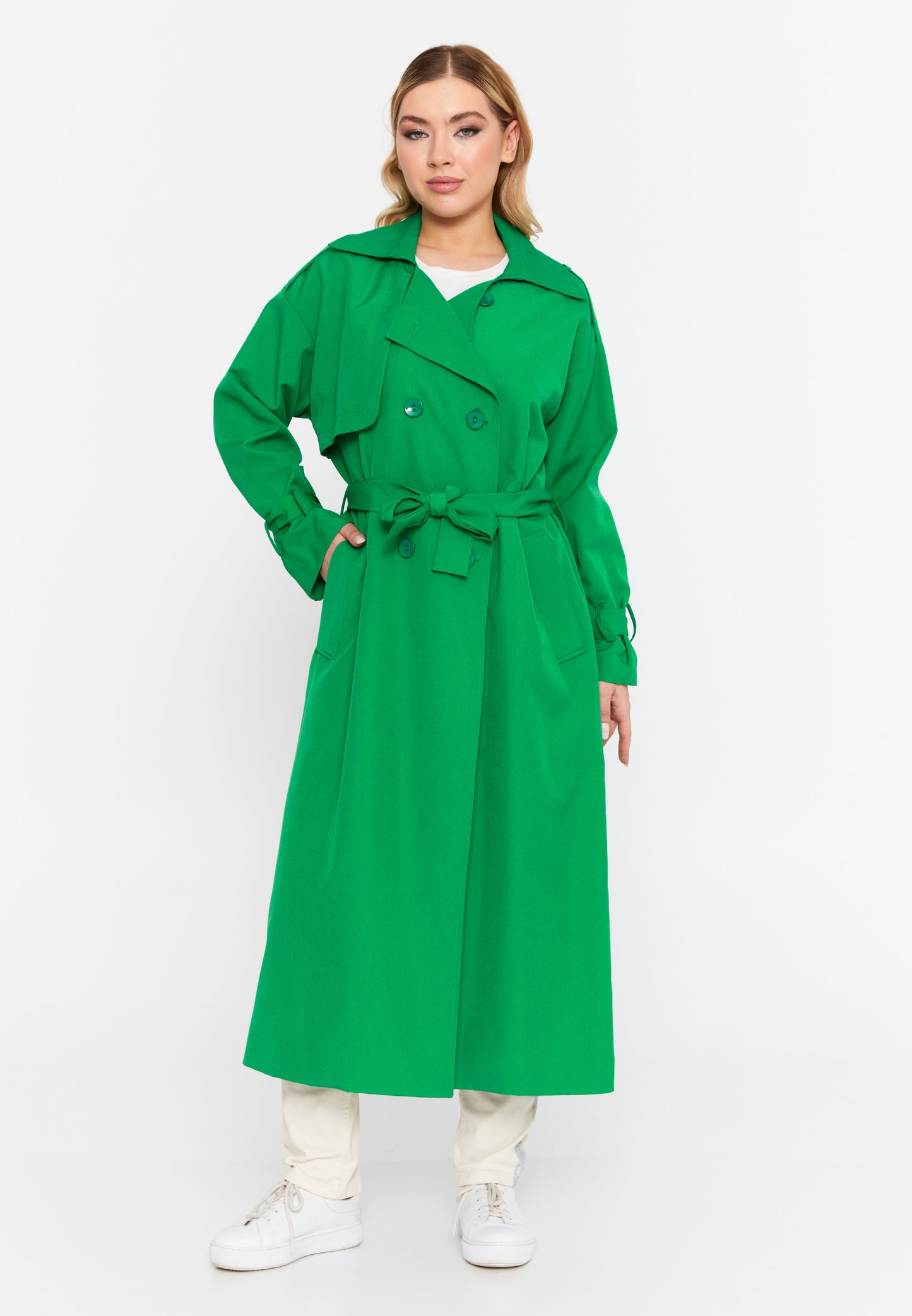 Long Sleeve Regular Trenchcoat Green - Unit Price:71$