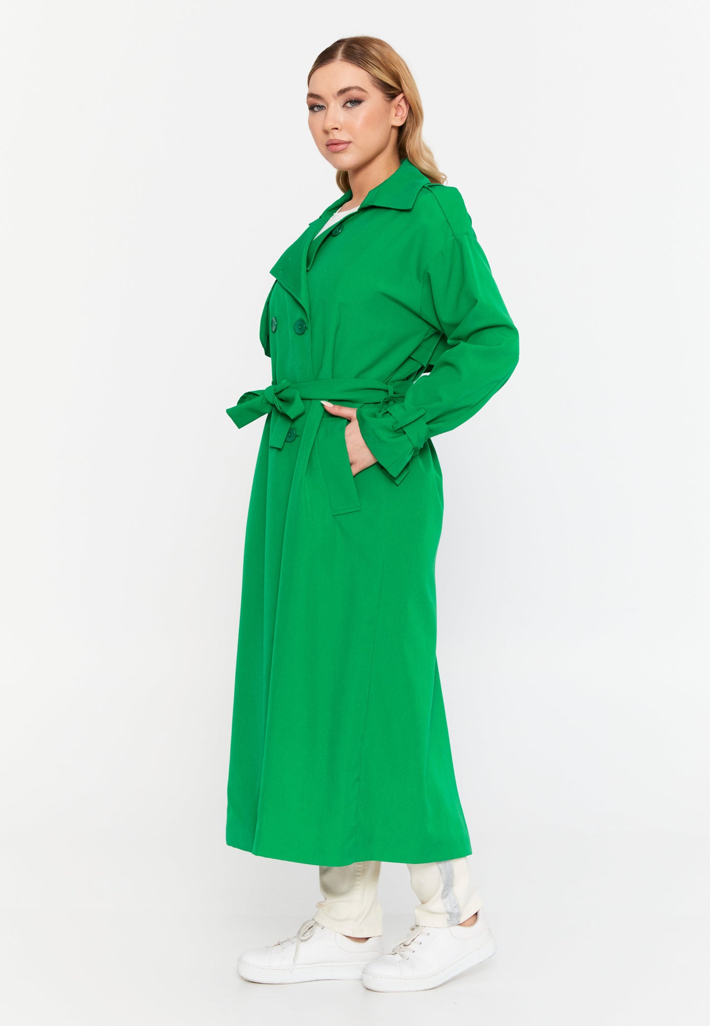 Long Sleeve Regular Trenchcoat Green - Unit Price:71$