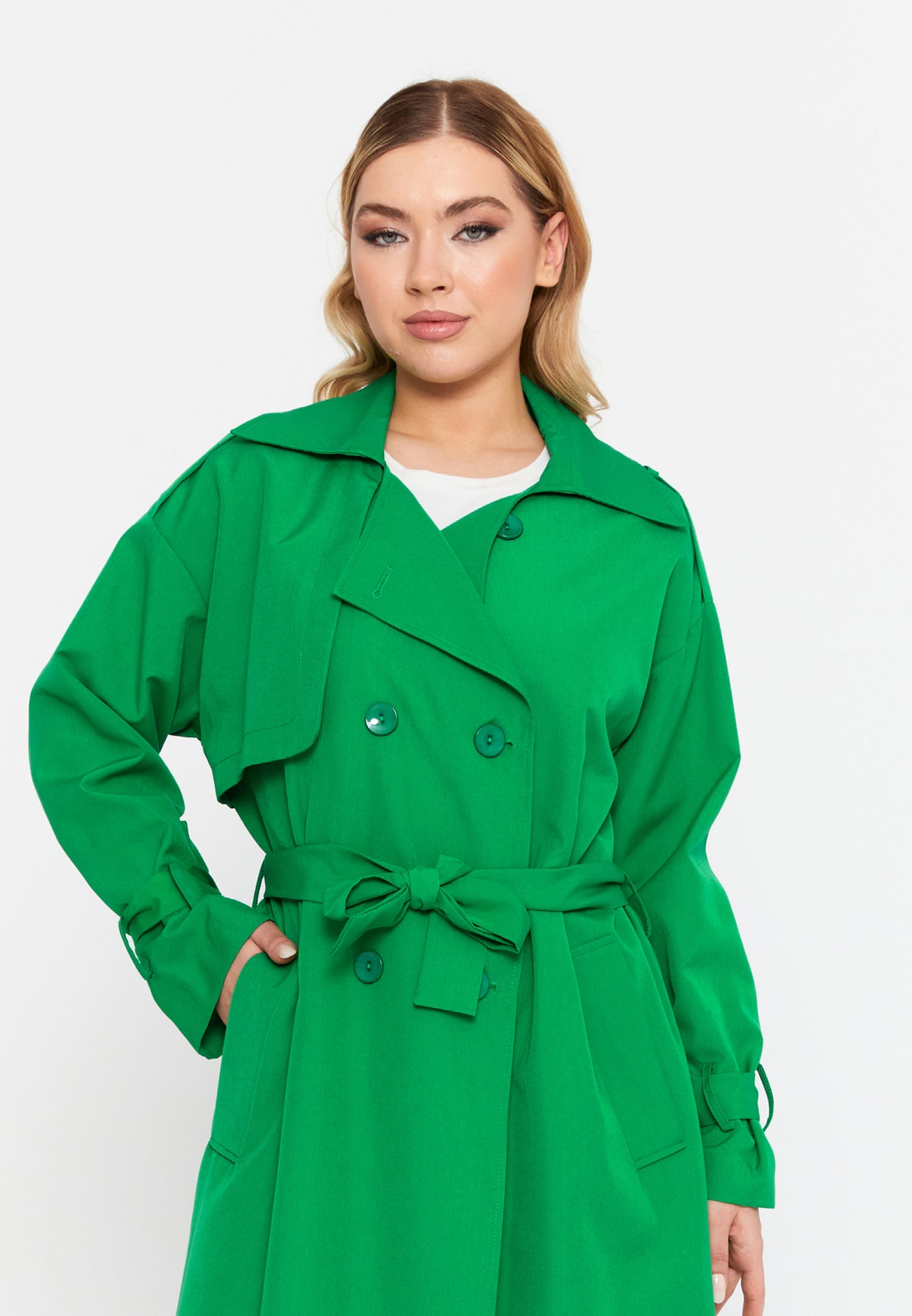 Long Sleeve Regular Trenchcoat Green - Unit Price:71$