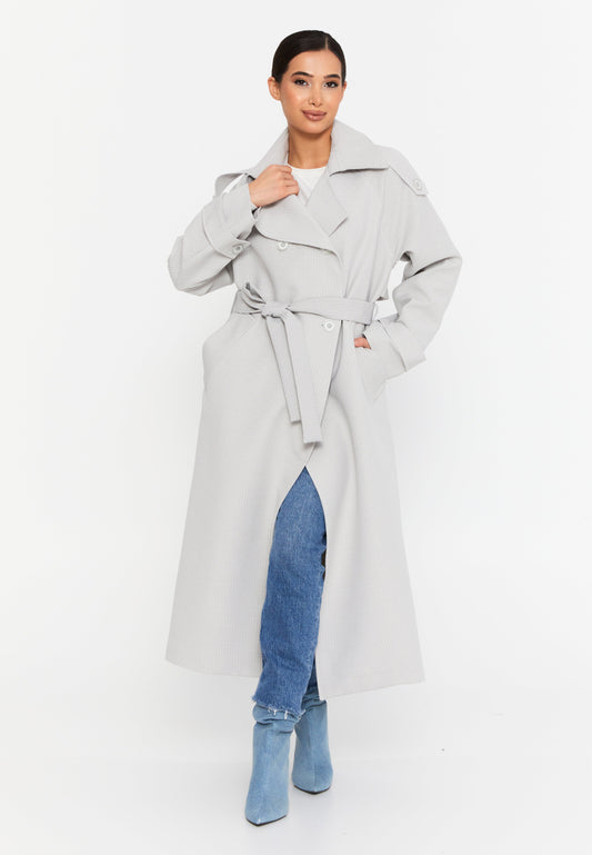 Long Sleeve Regular Trenchcoat Grey - Unit Price: 80$