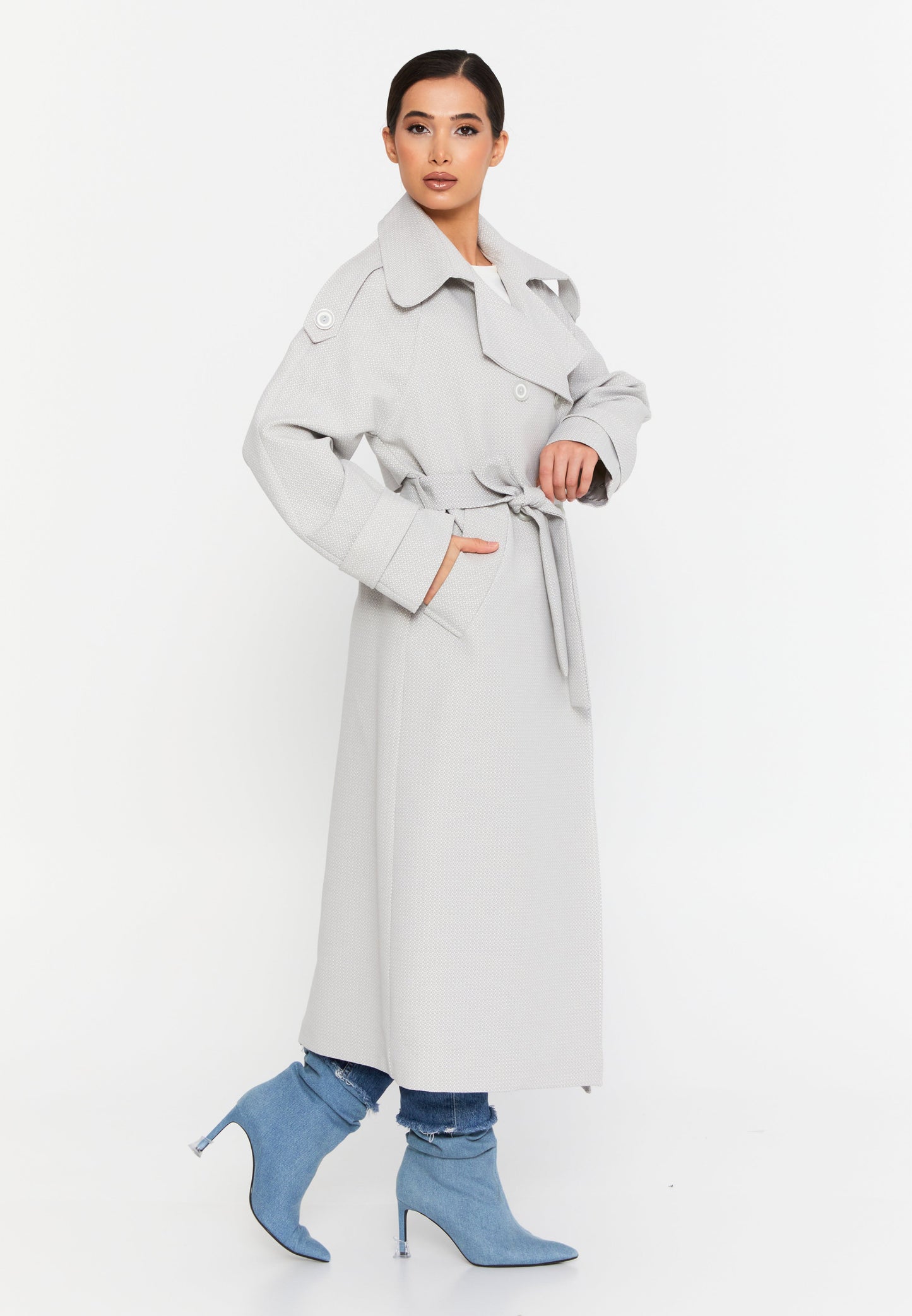 Long Sleeve Regular Trenchcoat Grey - Unit Price: 80$