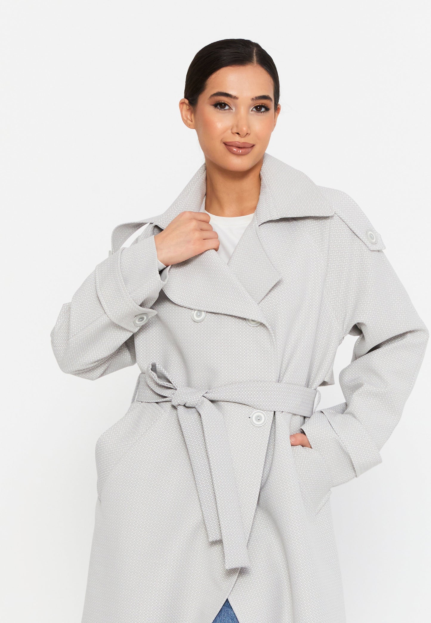 Long Sleeve Regular Trenchcoat Grey - Unit Price: 80$