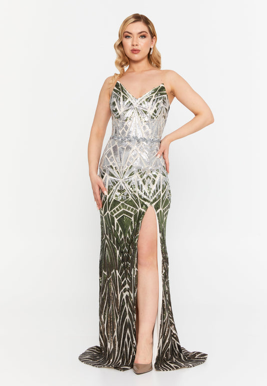 Strapless Maxi Sequin Mermaid Regular Wedding Guest Dress Khaki-Silver - Unit Price:111$