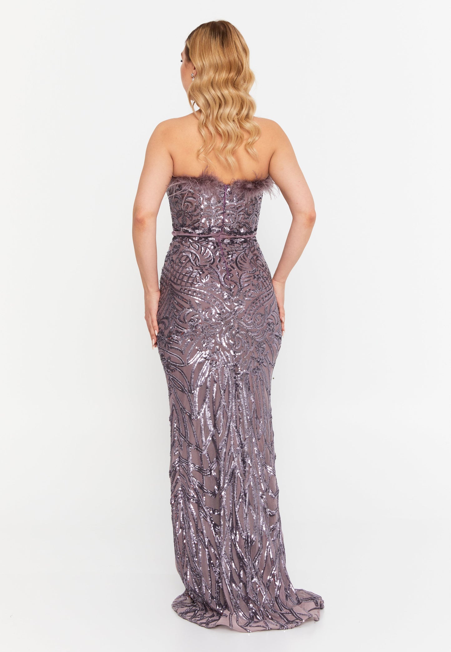 Strapless Maxi Sequin Mermaid Regular Wedding Guest Dress Rose - Unit Price: 148$