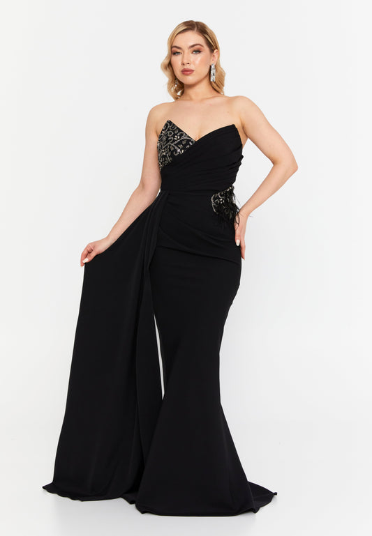 Strapless Maxi Viscose Mermaid Regular Wedding Guest Dress Black - Unit Price: 87$