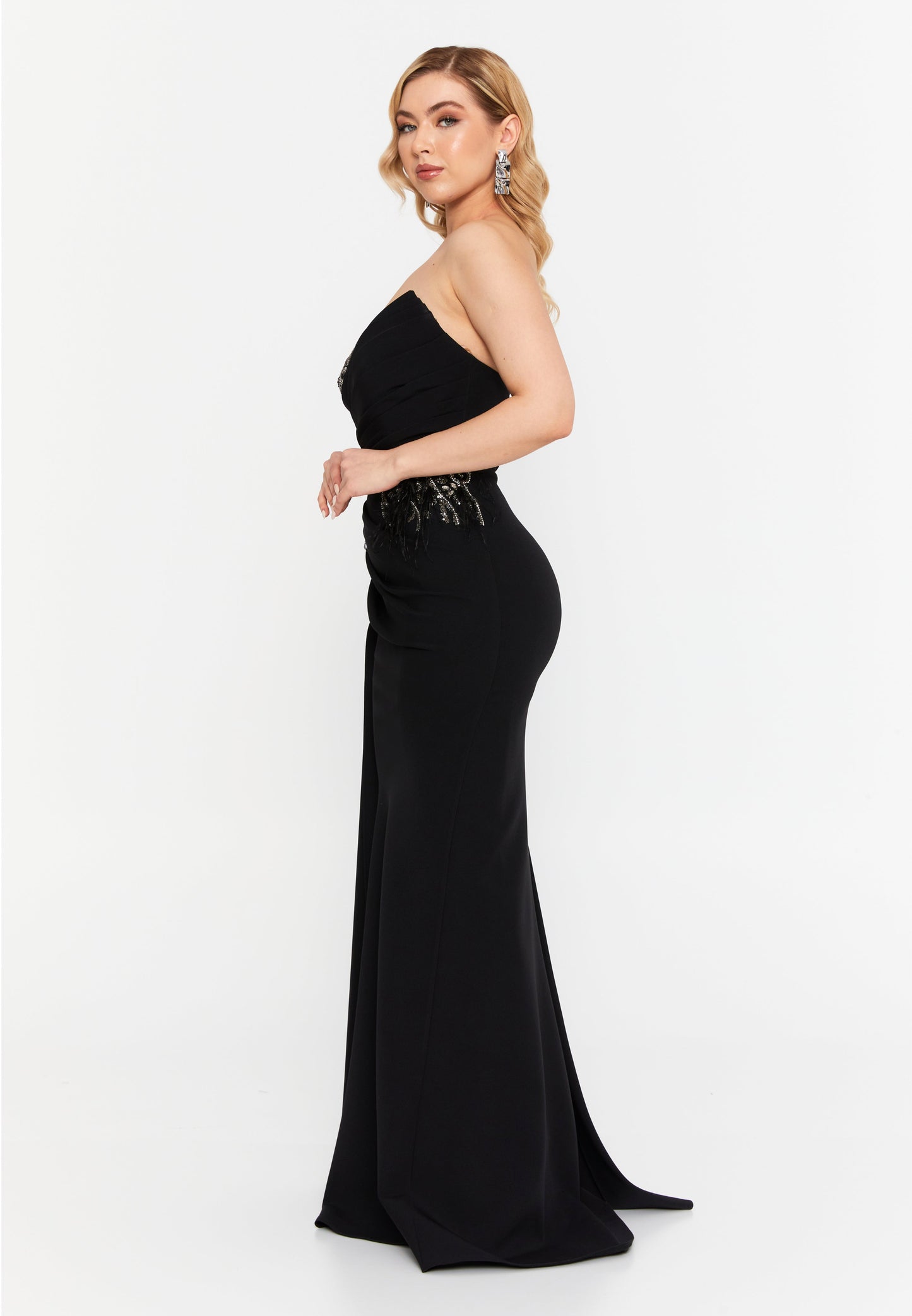 Strapless Maxi Viscose Mermaid Regular Wedding Guest Dress Black - Unit Price: 87$