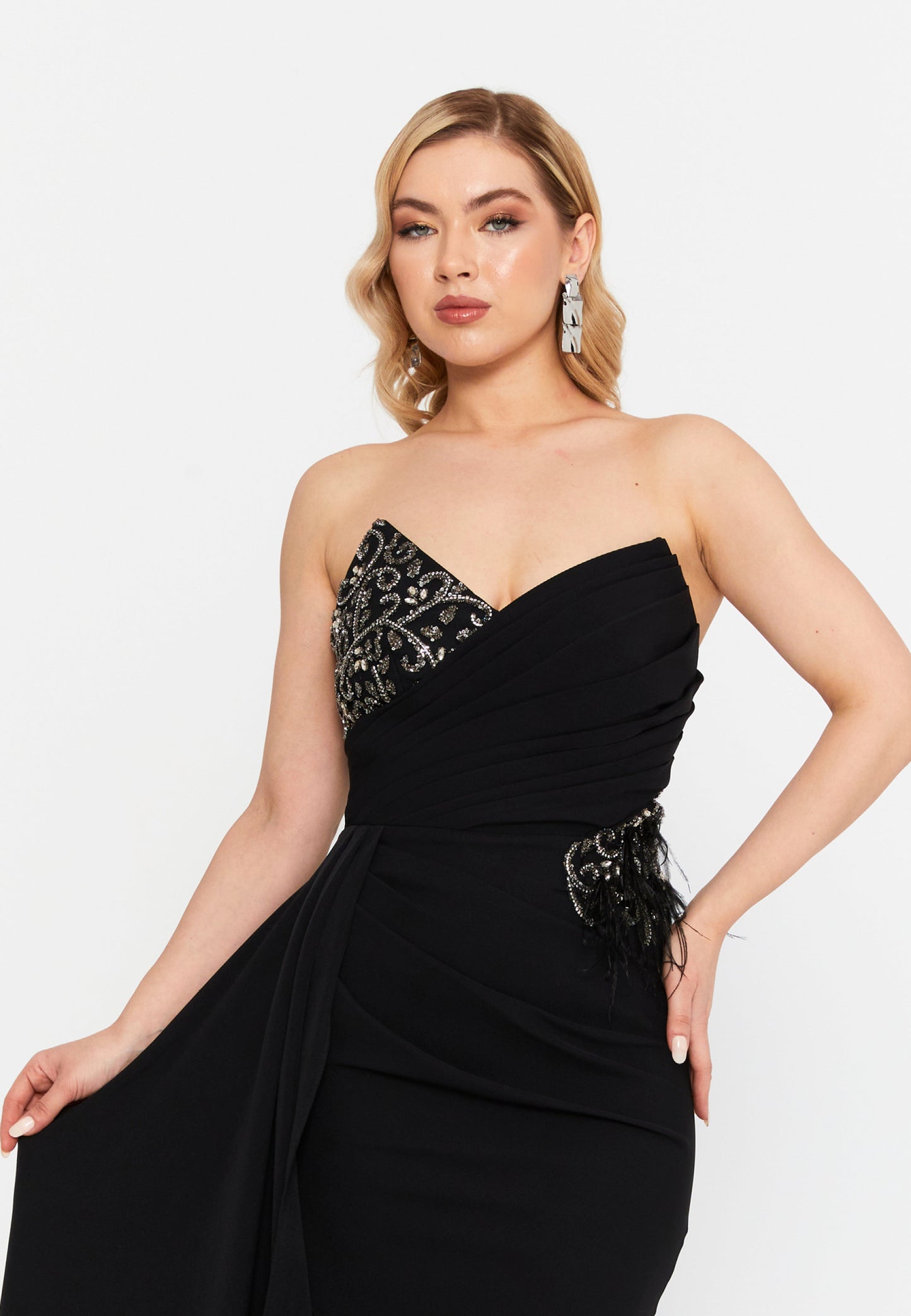 Strapless Maxi Viscose Mermaid Regular Wedding Guest Dress Black - Unit Price: 87$