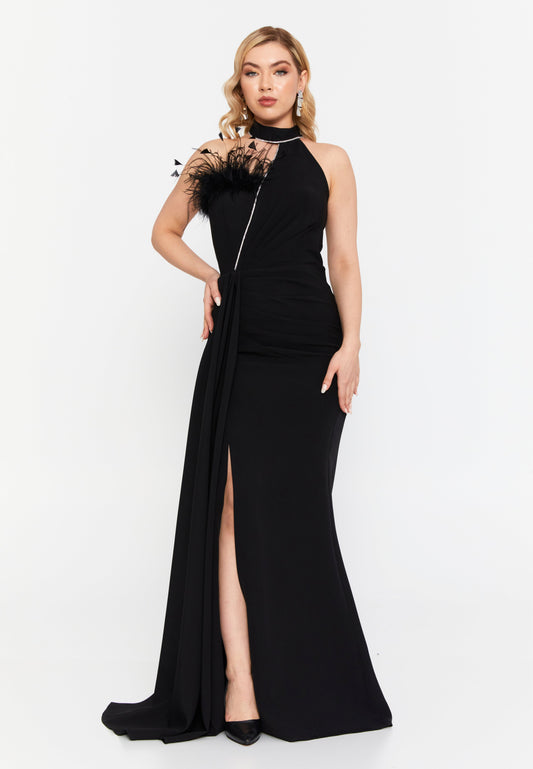 Sleeveless Maxi Viscose Mermaid Regular Wedding Guest Dress Black - Unit Price:105$