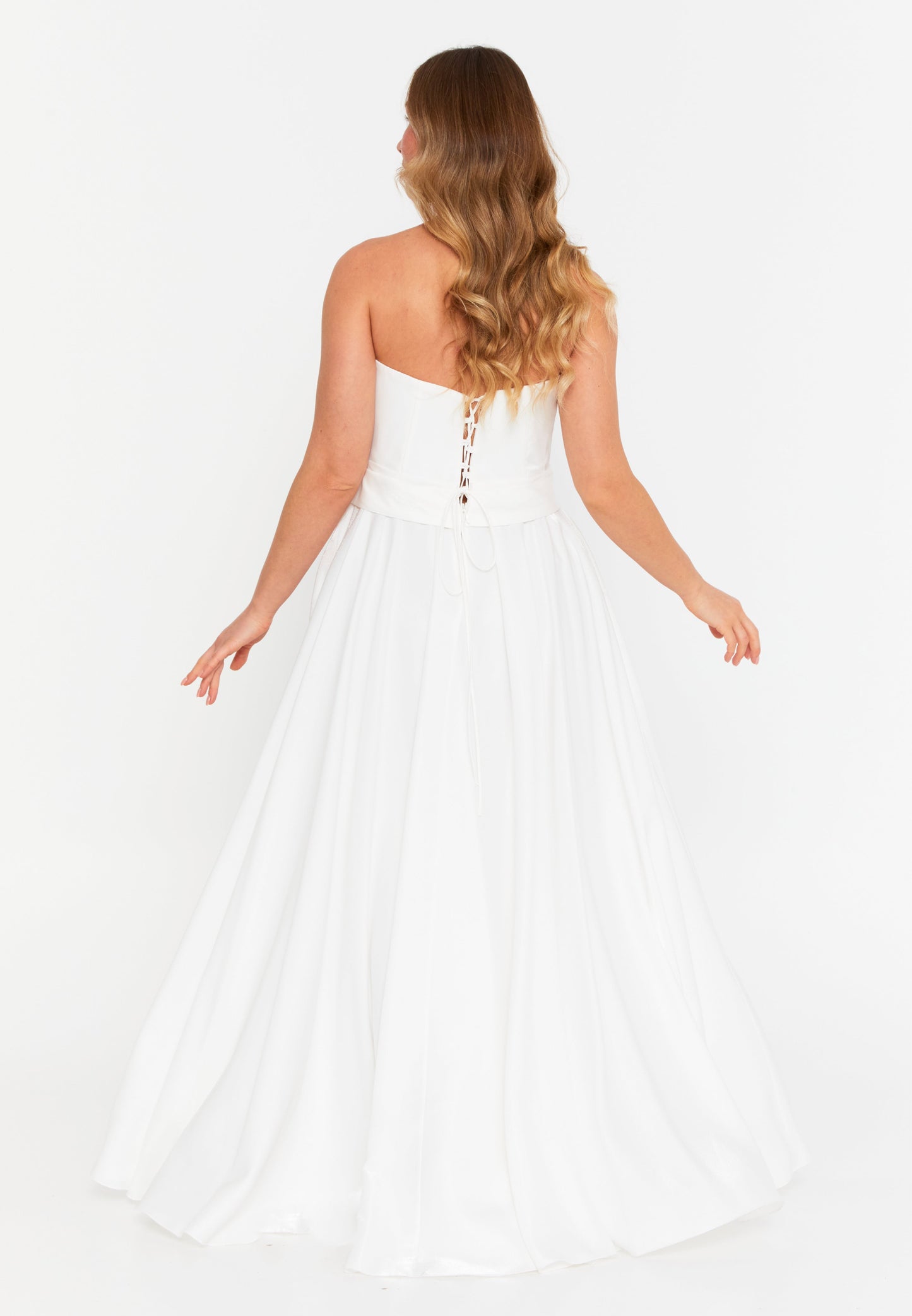 Strapless Maxi Polyester A - Line Plus Size Wedding Guest Dress Ecru - Unit Price: 112$