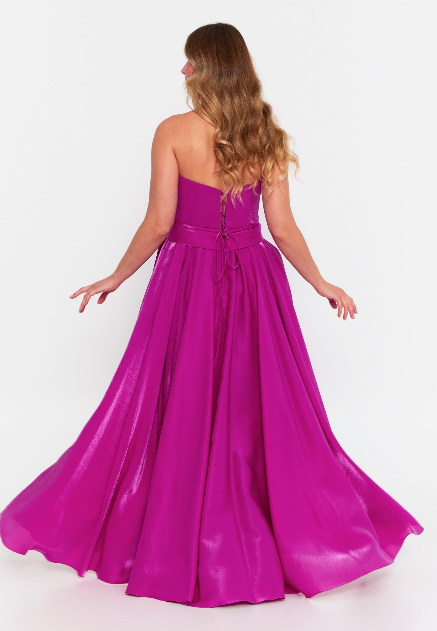 Strapless Maxi Polyester A - Line Plus Size Wedding Guest Dress Fuchsia - Unit Price: 112$