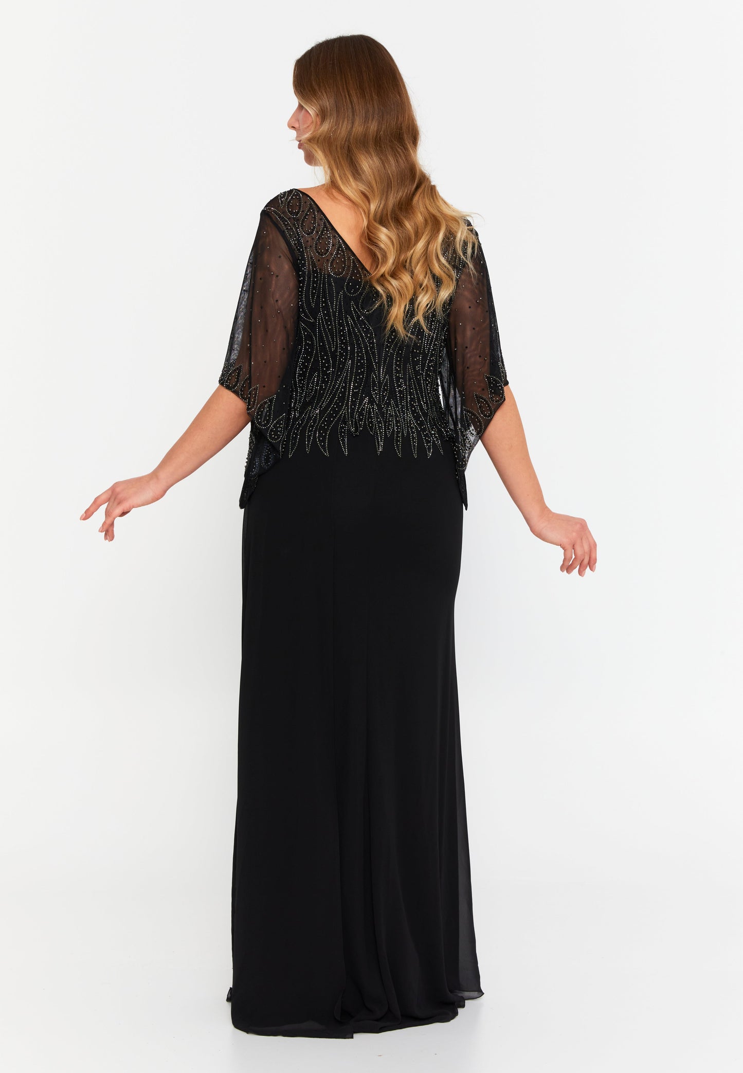 Mid-Length Midi Chiffon Column Plus Size Wedding Guest Dress Black - Unit Price: 144$