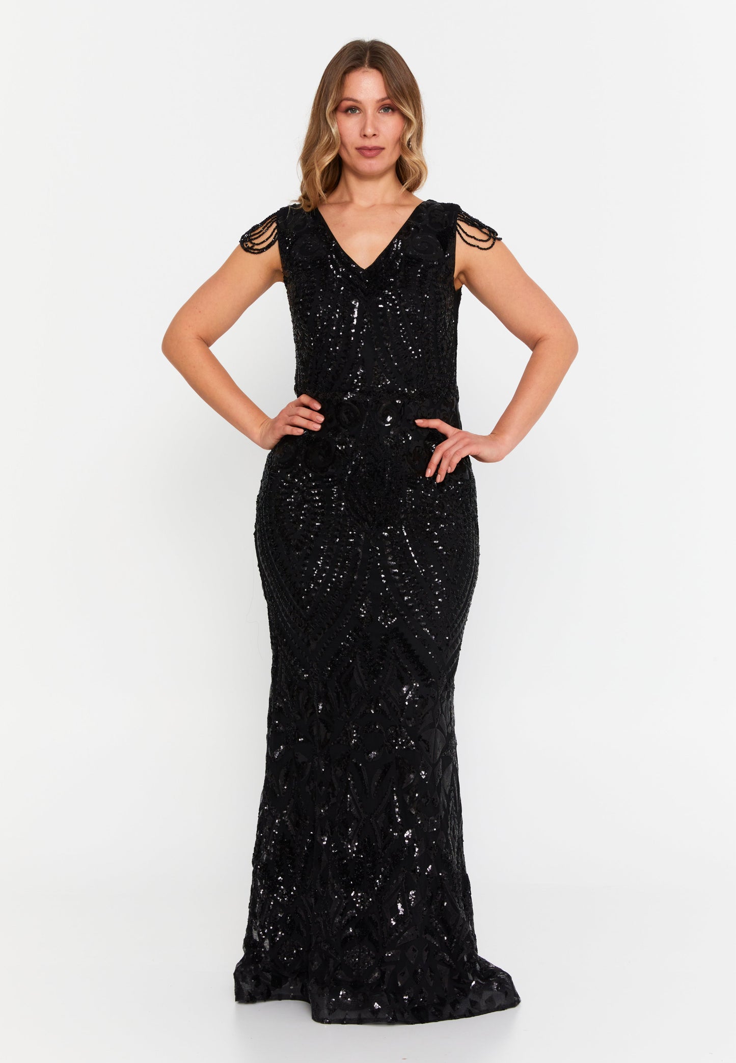 Sleeveless Maxi Tulle Mermaid Plus Size Wedding Guest Dress Black - Unit Price: 157$