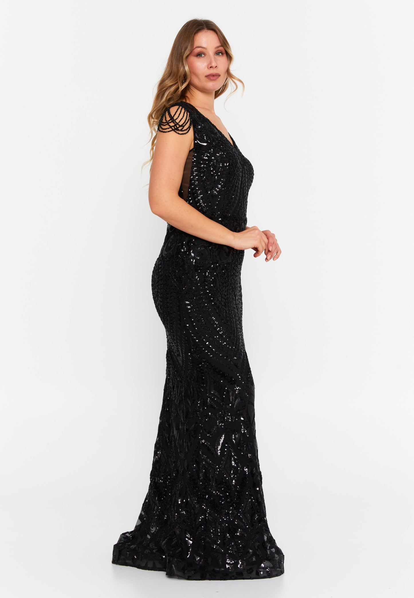 Sleeveless Maxi Tulle Mermaid Plus Size Wedding Guest Dress Black - Unit Price: 157$