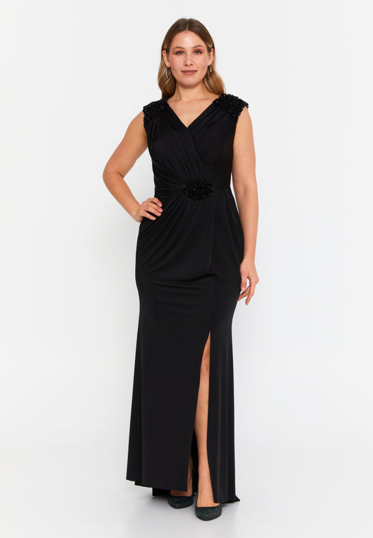 Sleeveless Maxi Viscose Mermaid Plus Size Wedding Guest Dress Black - Unit Price: 94$