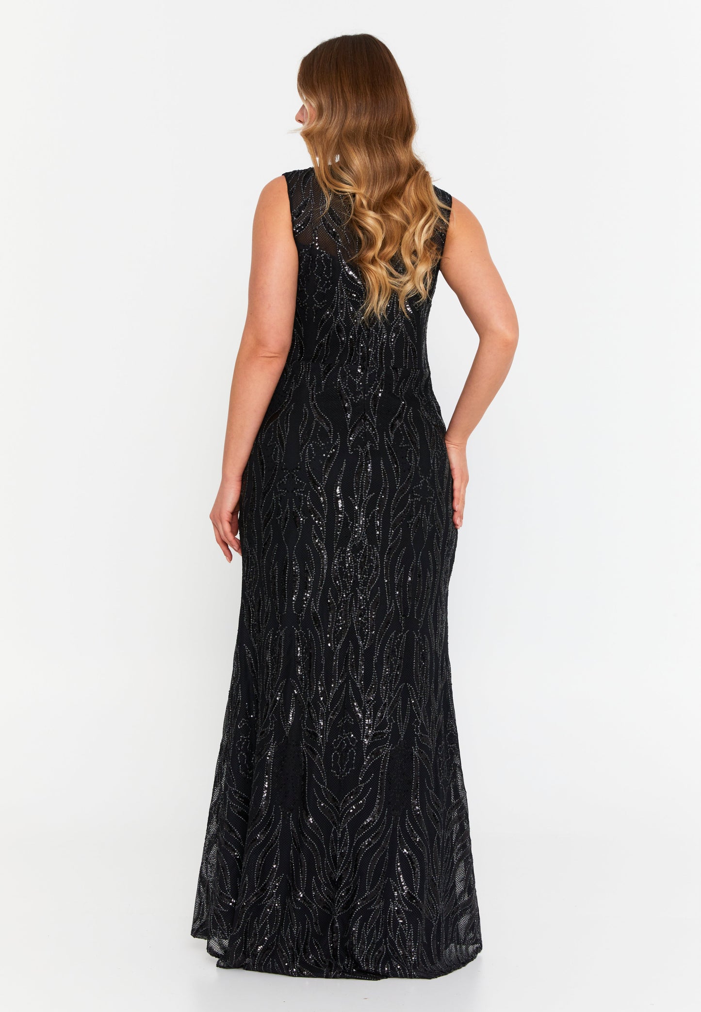 Sleeveless Maxi Tulle Mermaid Plus Size Wedding Guest Dress Black - Unit Price: 113$