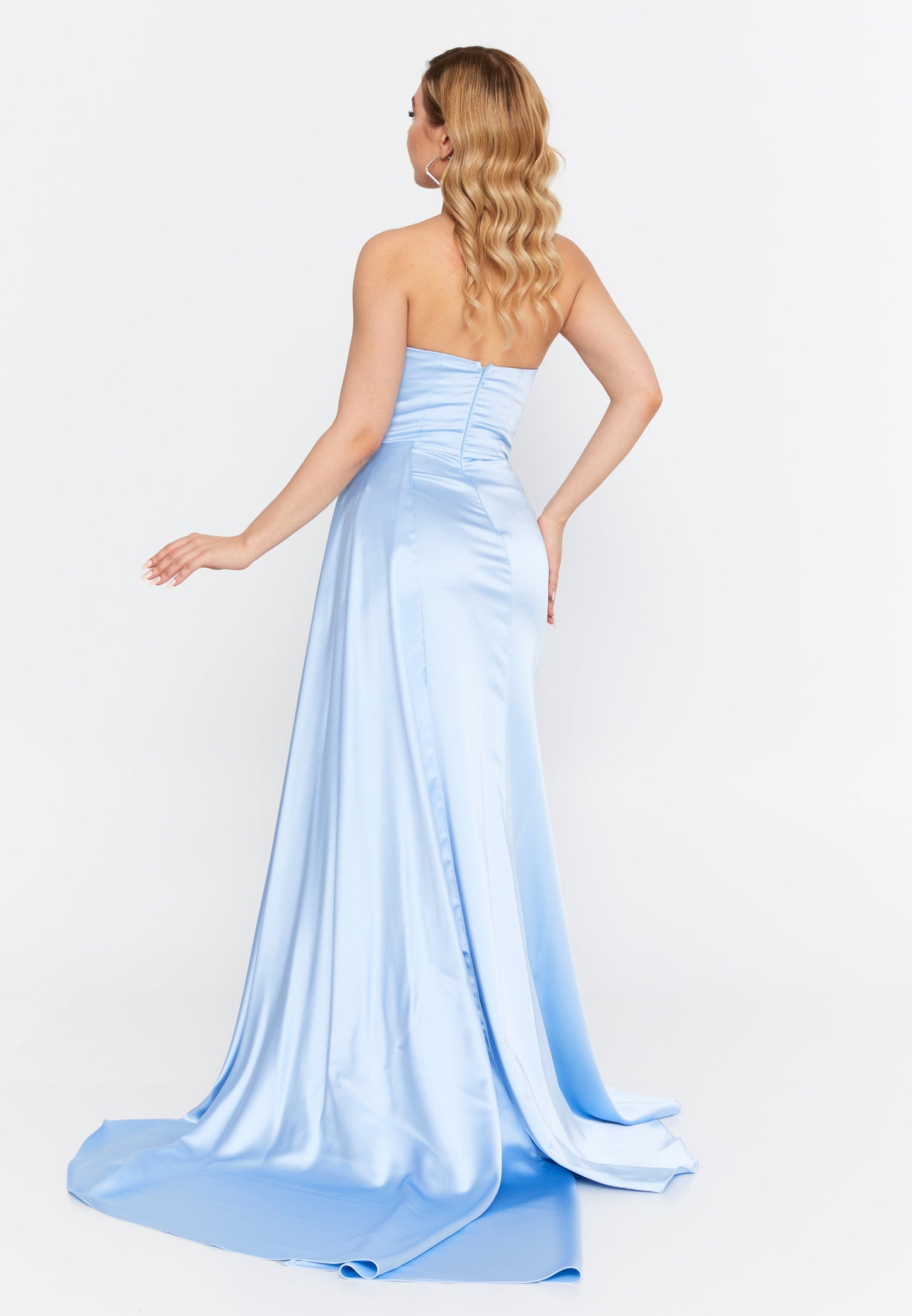 Strapless Maxi Satin Mermaid Regular Wedding Guest Dress Baby Blue - Unit Price: 99$