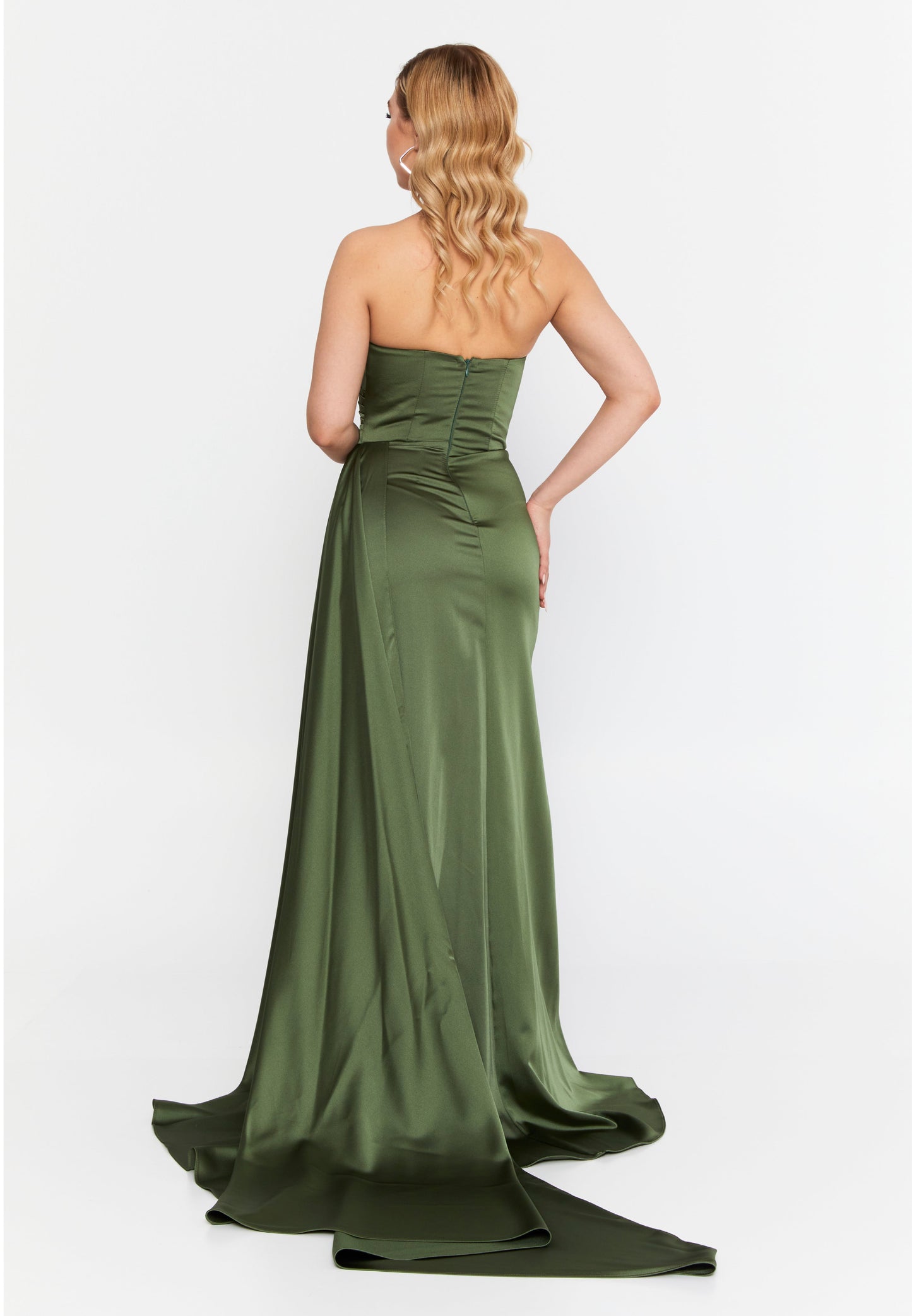 Strapless Maxi Satin Mermaid Regular Wedding Guest Dress Khaki - Unit Price: 99$