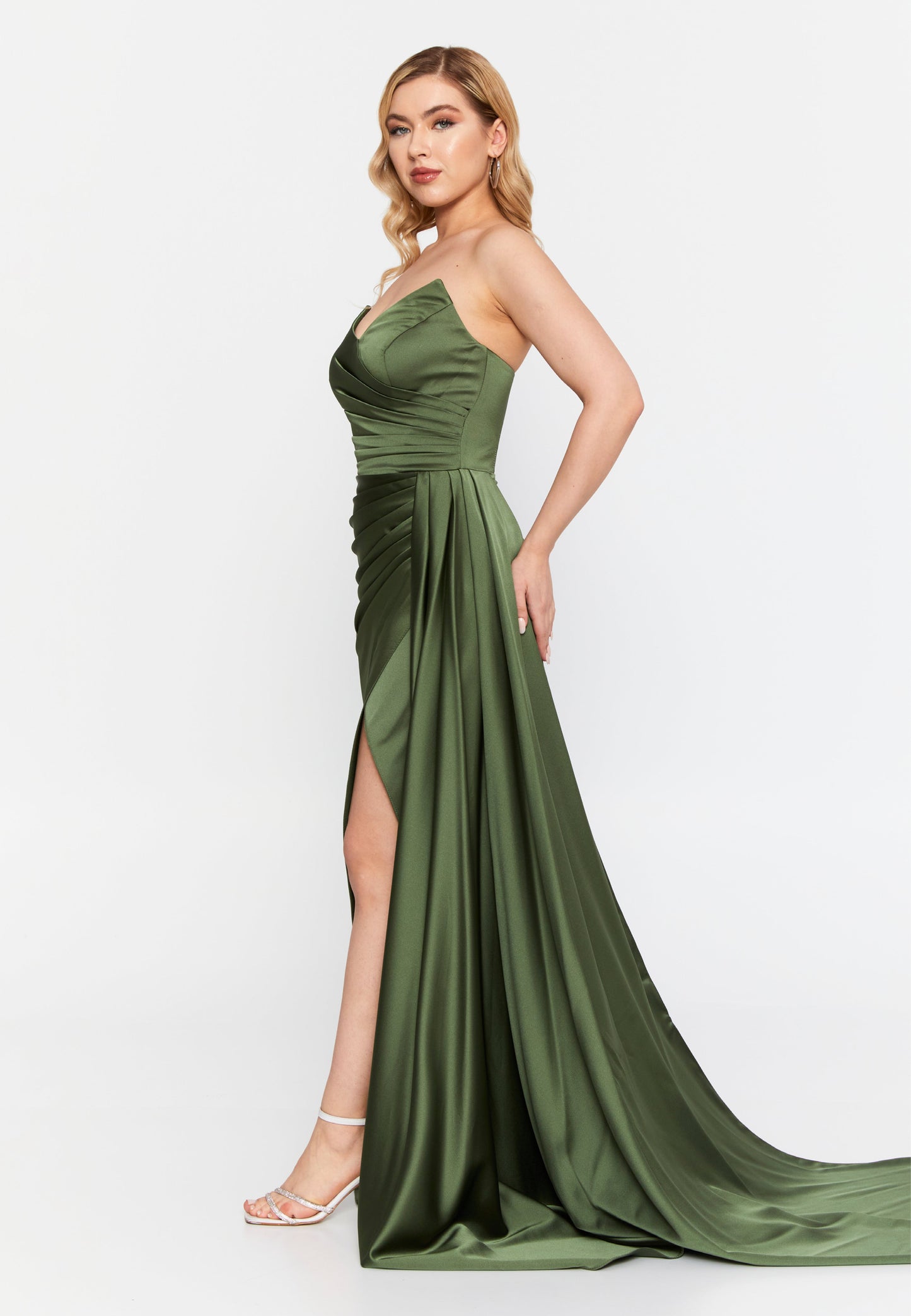 Strapless Maxi Satin Mermaid Regular Wedding Guest Dress Khaki - Unit Price: 99$