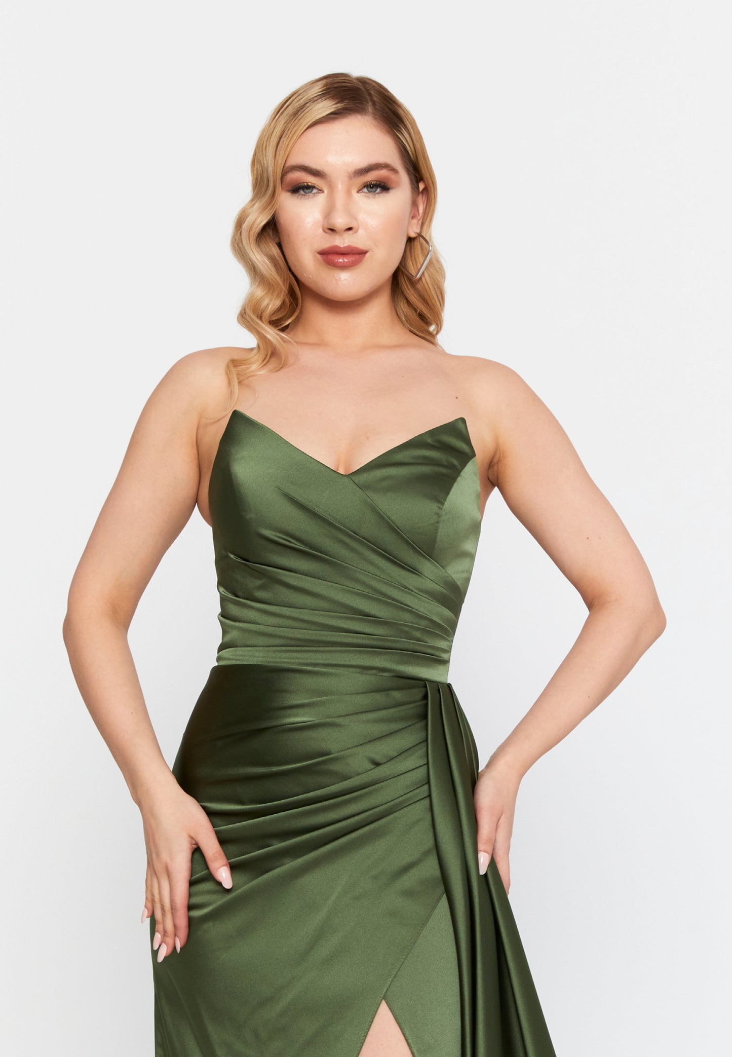 Strapless Maxi Satin Mermaid Regular Wedding Guest Dress Khaki - Unit Price: 99$