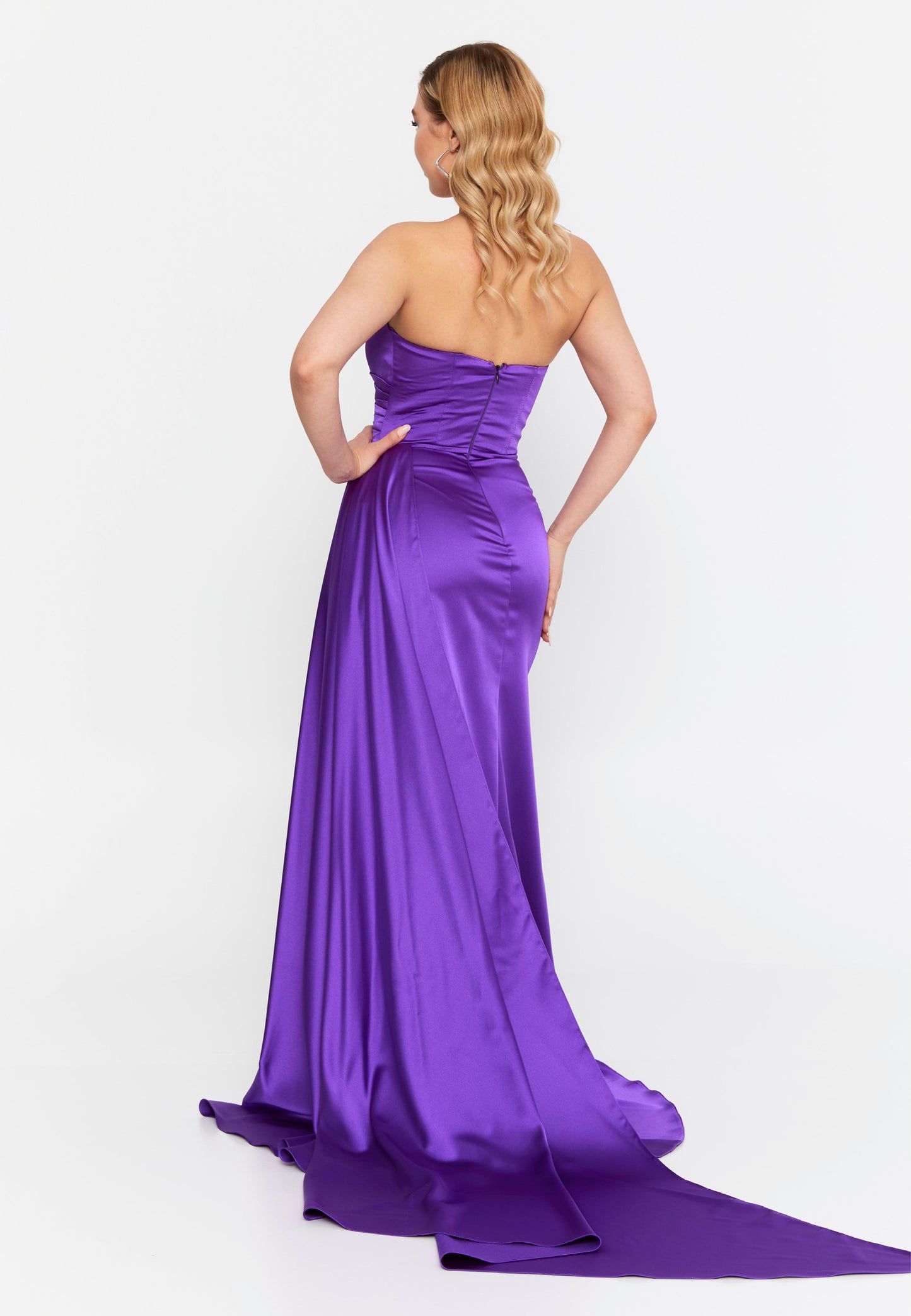 Strapless Maxi Satin Mermaid Regular Wedding Guest Dress Purple - Unit Price: 99$