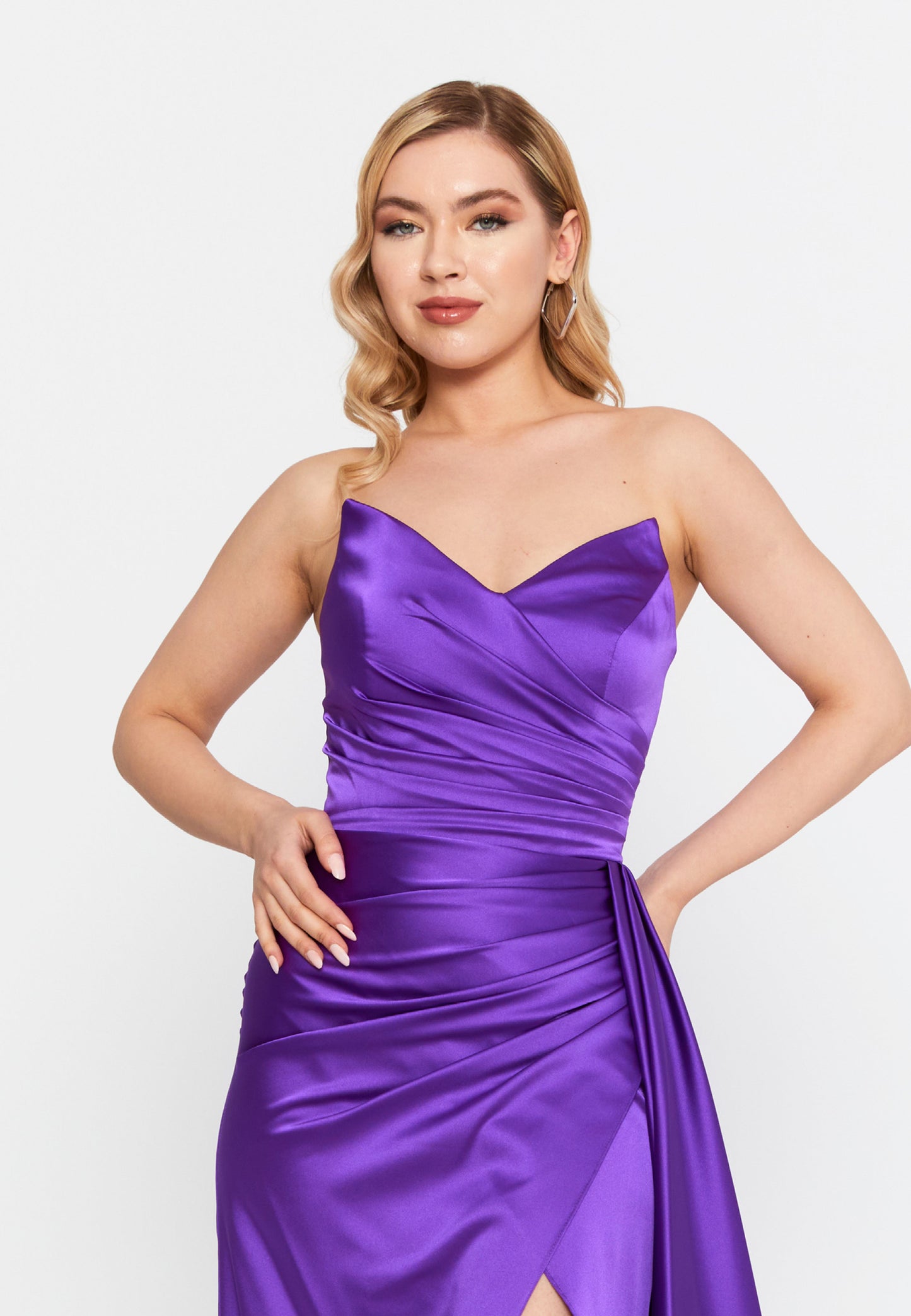 Strapless Maxi Satin Mermaid Regular Wedding Guest Dress Purple - Unit Price: 99$