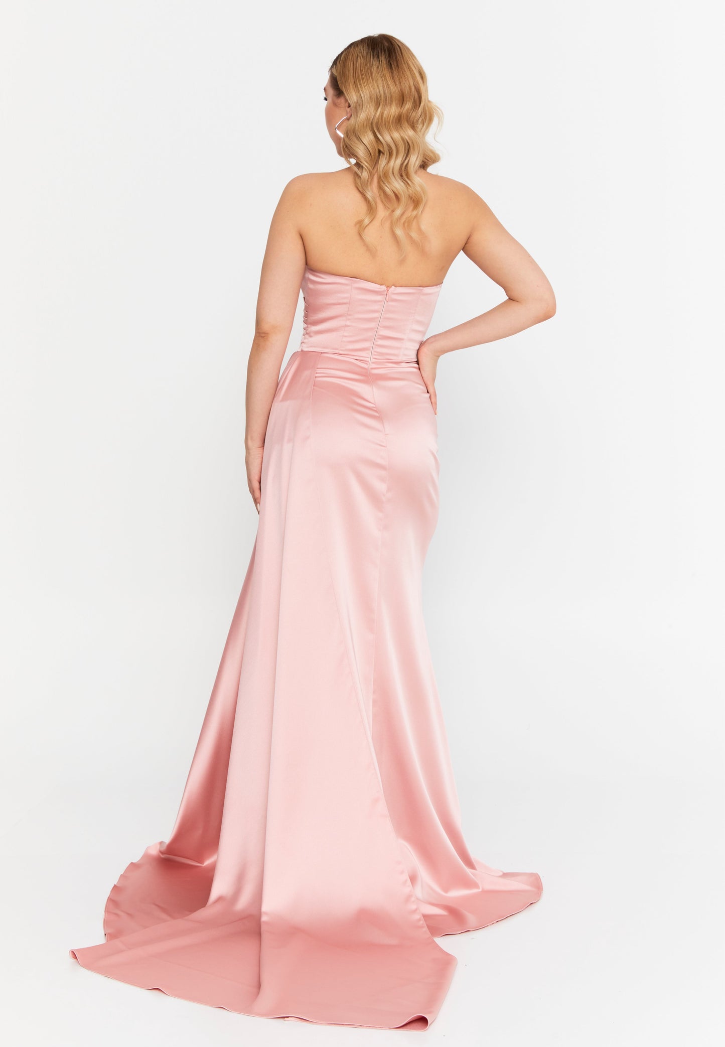 Strapless Maxi Satin Mermaid Regular Wedding Guest Dress Powder Pink - Unit Price: 99$