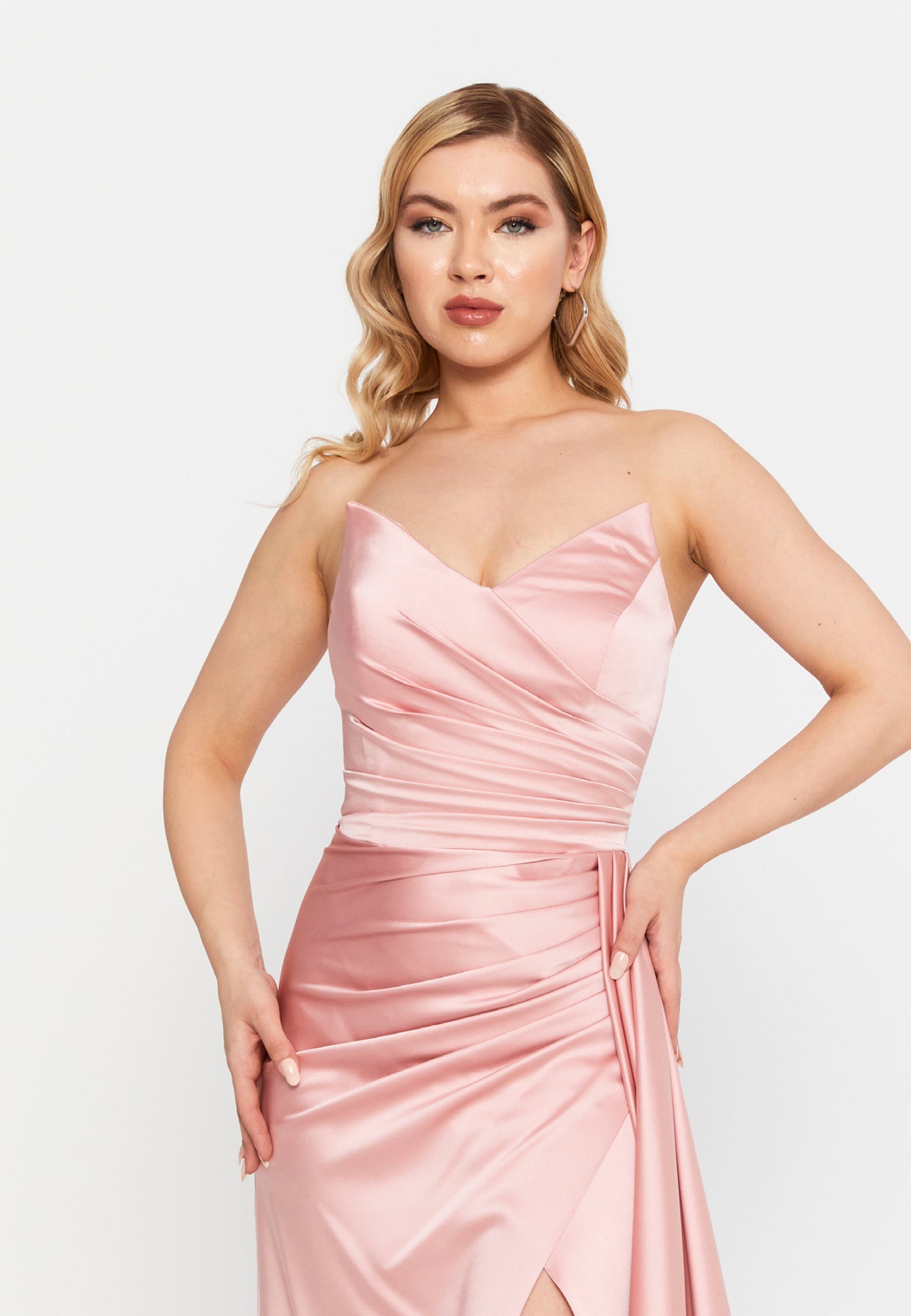 Strapless Maxi Satin Mermaid Regular Wedding Guest Dress Powder Pink - Unit Price: 99$