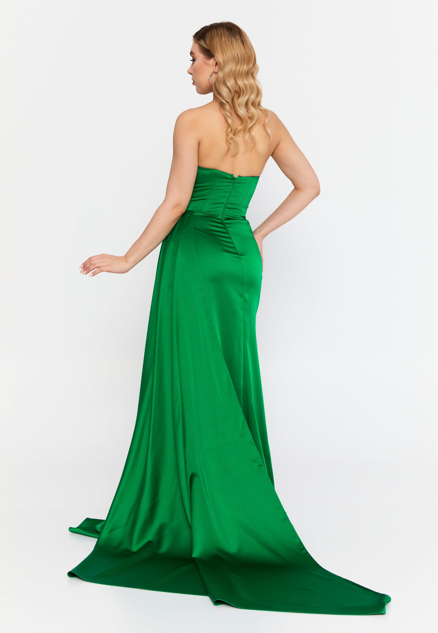 Strapless Maxi Satin Mermaid Regular Wedding Guest Dress Green - Unit Price: 99$