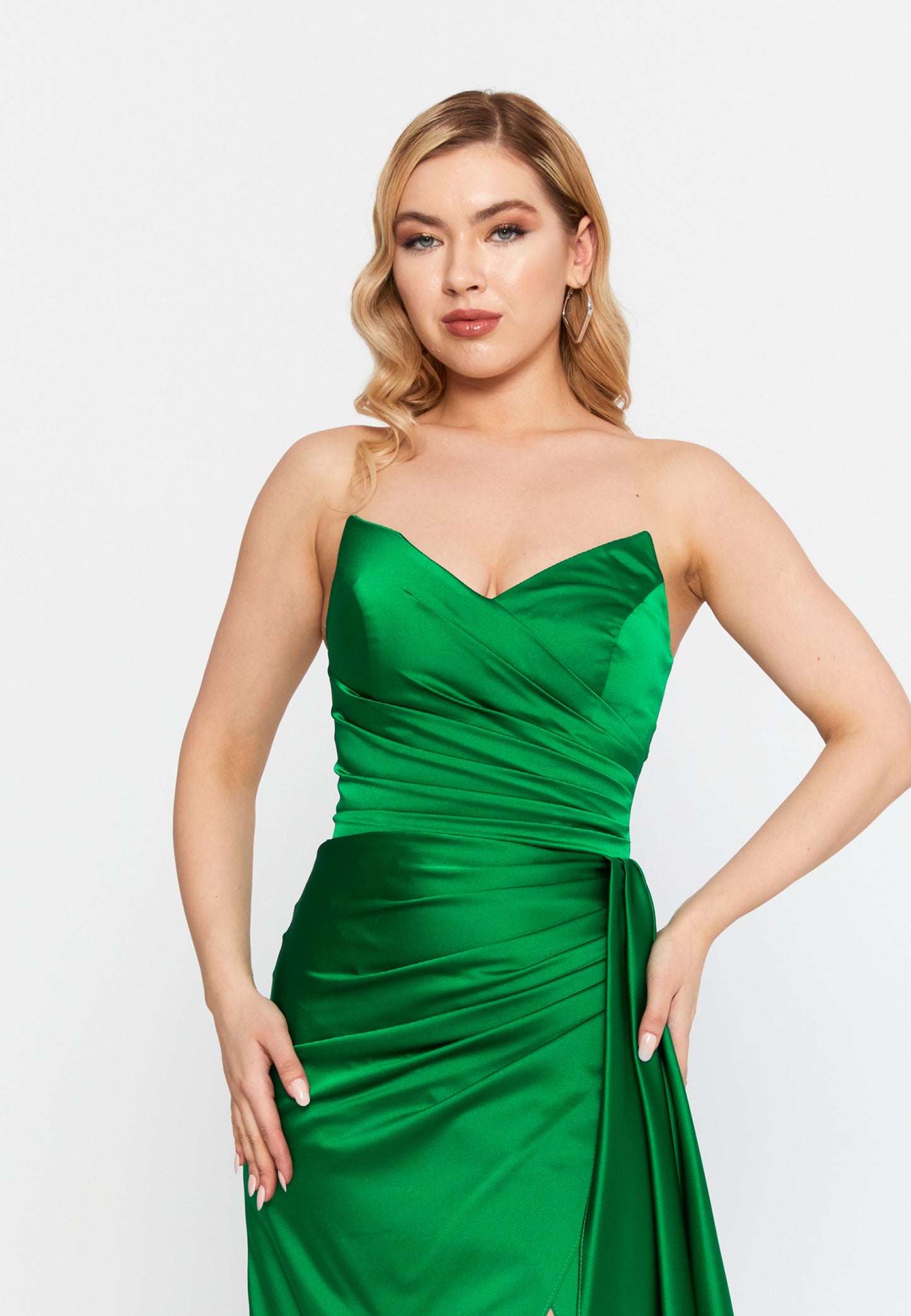 Strapless Maxi Satin Mermaid Regular Wedding Guest Dress Green - Unit Price: 99$