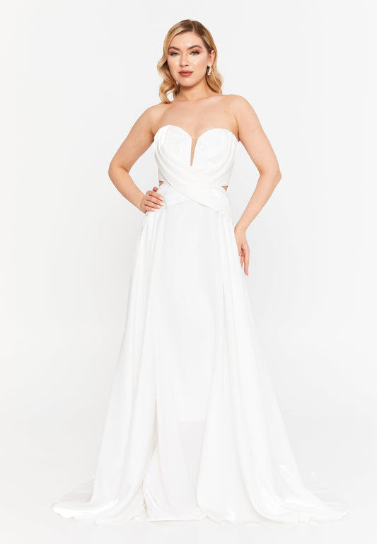 Strapless Maxi Polyester Column Regular Wedding Guest Dress Ecru - Unit Price: 117$