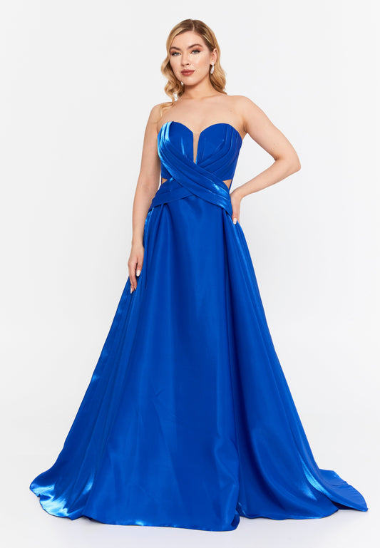 Strapless Maxi Polyester Column Regular Wedding Guest Dress Saxe Blue - Unit Price: 117$