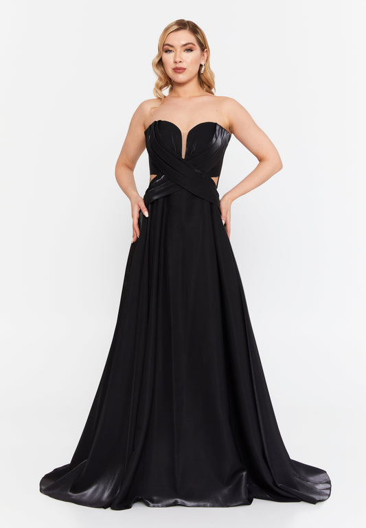 Strapless Maxi Polyester Column Regular Wedding Guest Dress Black - Unit Price: 117$